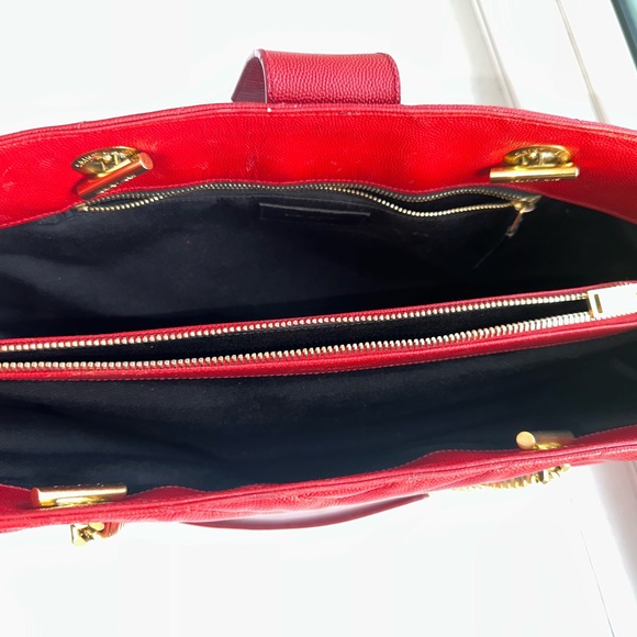 Saint Laurent Large Red “Cassandre” Tote  & Matching Wallet - Picture 7 of 16